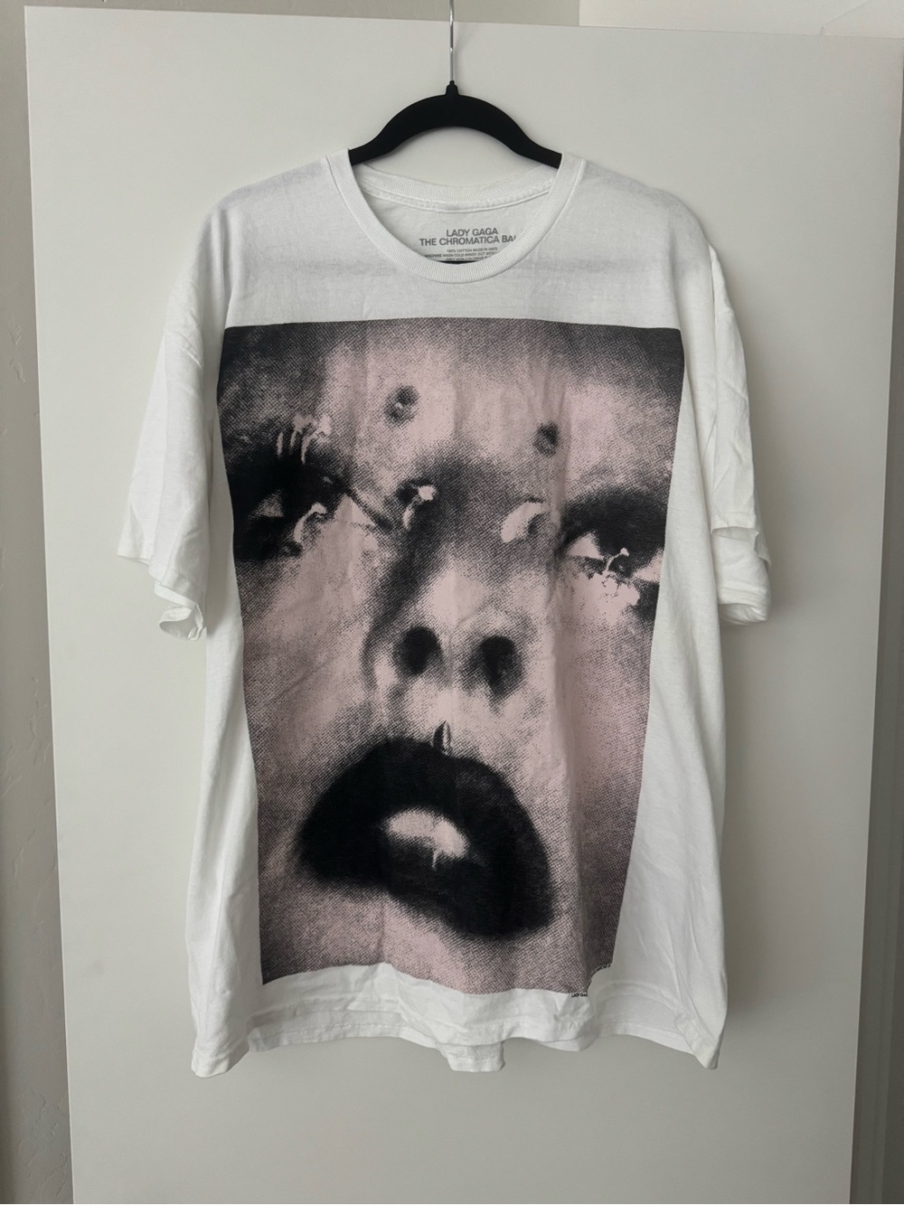 RARE! Lady Gaga The Chromatica Ball Graphic Tee - White/Pink Face Print